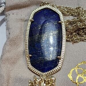 Kendra‎ Scott gold and smooth blue Lapis? Rayne necklace